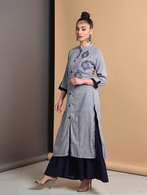 embroidered straight kurta - 16928271 - Standard Image - 2
