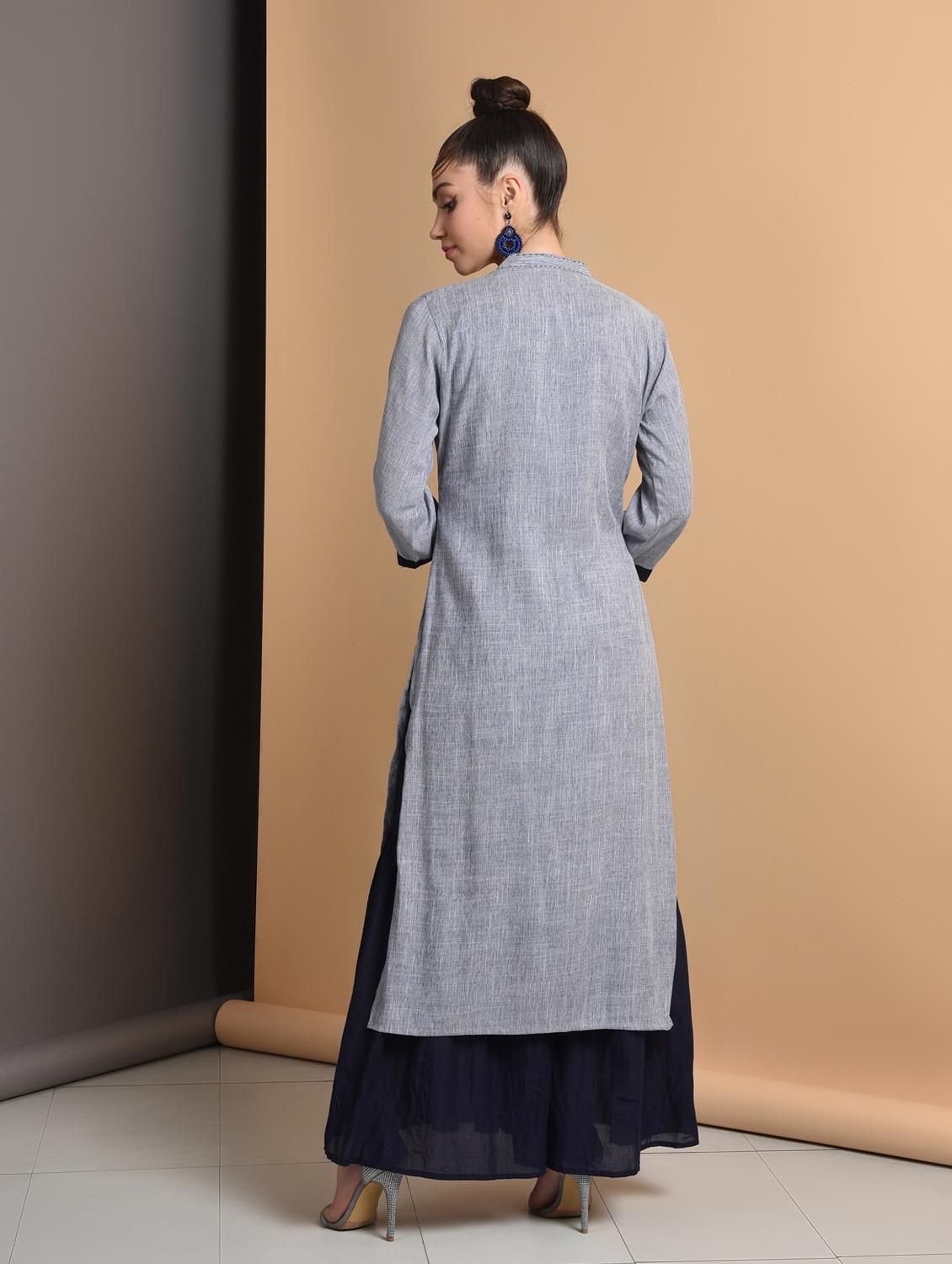 embroidered straight kurta - 16928271 - Zoom Image - 3