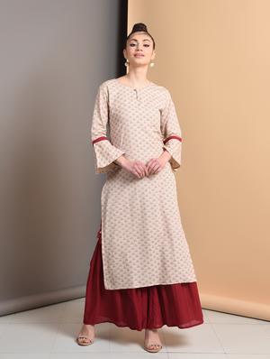 geometric print straight kurta - 16928291 - Standard Image - 2