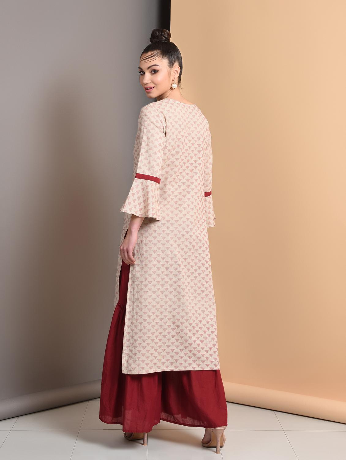 geometric print straight kurta - 16928291 - Zoom Image - 3