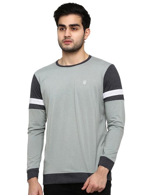 grey color block t-shirt - 16928868 - Standard Image - 1
