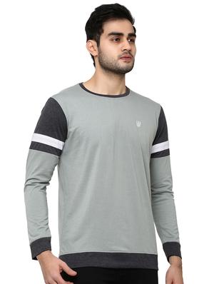 grey color block t-shirt - 16928868 - Standard Image - 2