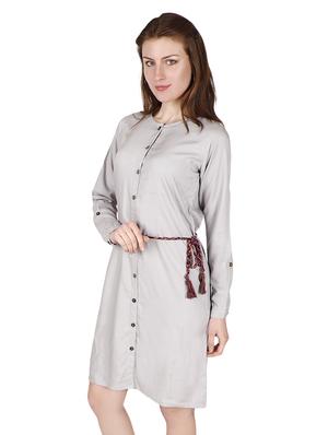 round neck belted shirt dress - 16928939 - Standard Image - 2