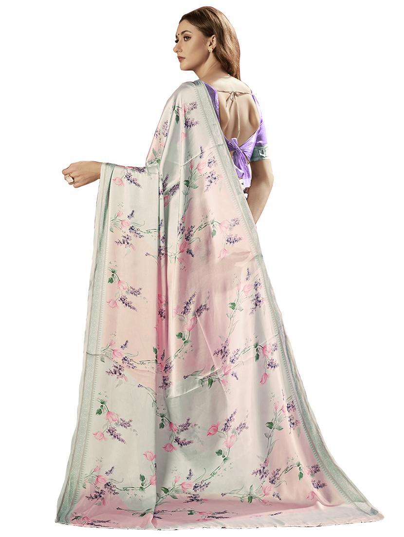 floral printed saree with blouse - 16931905 - Zoom Image - 2