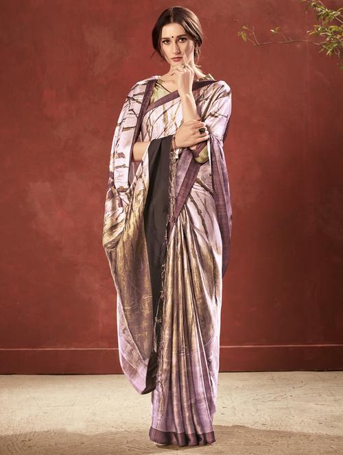 abstract printed saree with blouse - 16931908 - Standard Image - 1