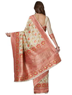 floral woven saree with blouse - 16931928 - Standard Image - 2