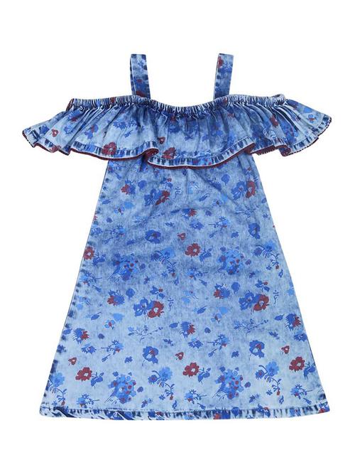 blue cotton blend frock - 16931957 - Standard Image - 1