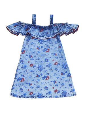blue cotton blend frock - 16931957 - Standard Image - 2
