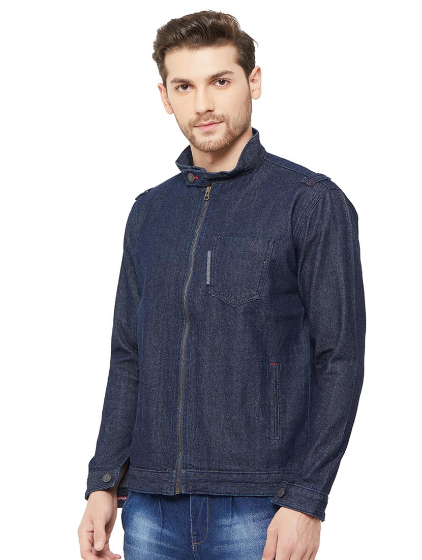 navy blue back printed denim jacket - 16932054 - Zoom Image - 2