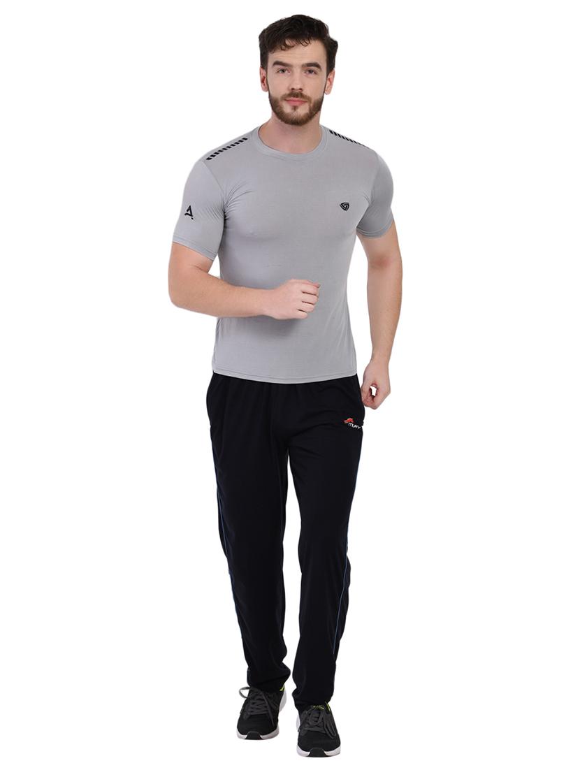 black solid full length track pant - 16933212 - Zoom Image - 4