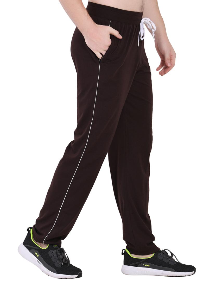 brown solid full length track pant - 16933224 - Zoom Image - 2