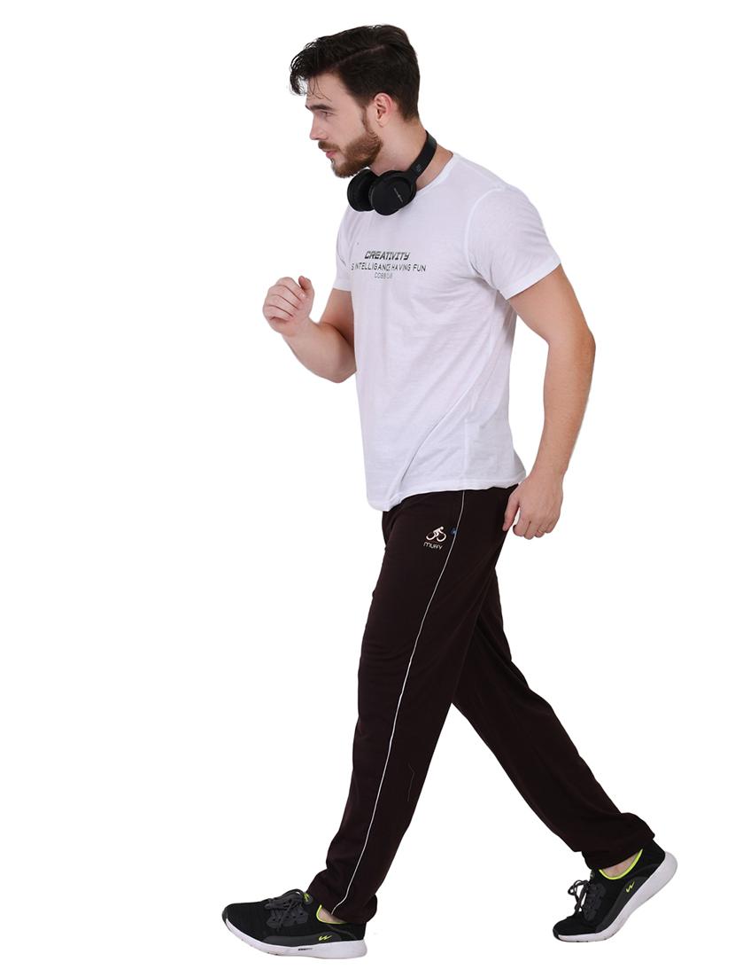 brown solid full length track pant - 16933224 - Zoom Image - 4