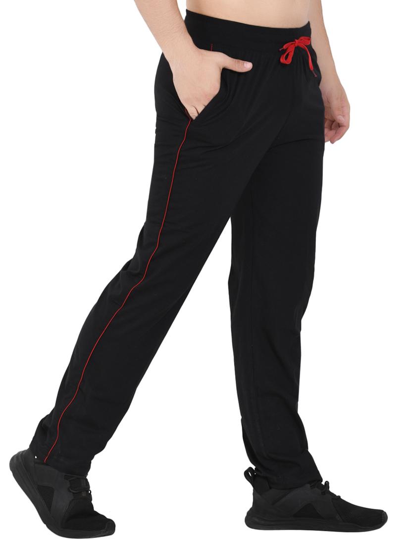black solid full length track pant - 16933227 - Zoom Image - 2