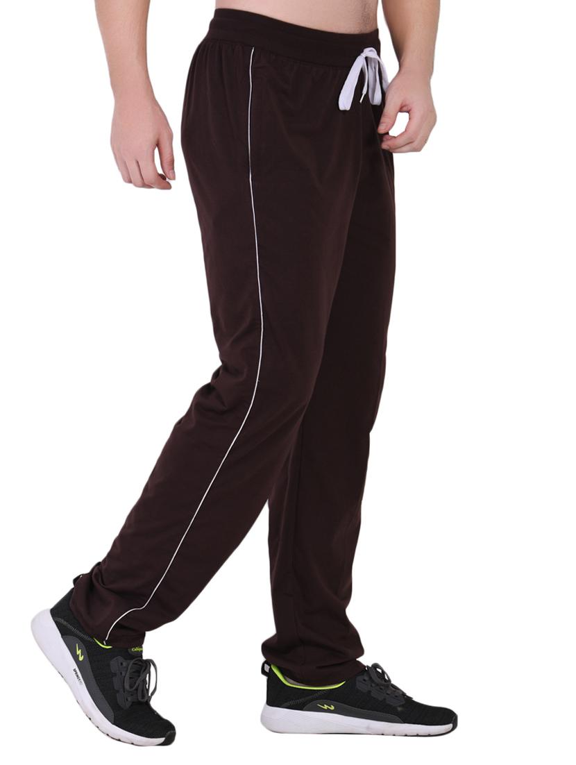 brown solid full length track pant - 16933235 - Zoom Image - 2