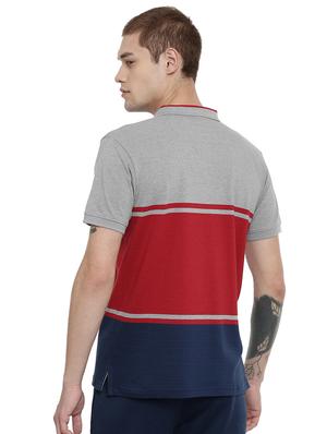 grey color block polo t-shirt - 16933446 - Standard Image - 3