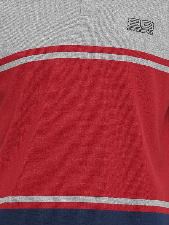 grey color block polo t-shirt - 16933446 - Zoom Image - 4