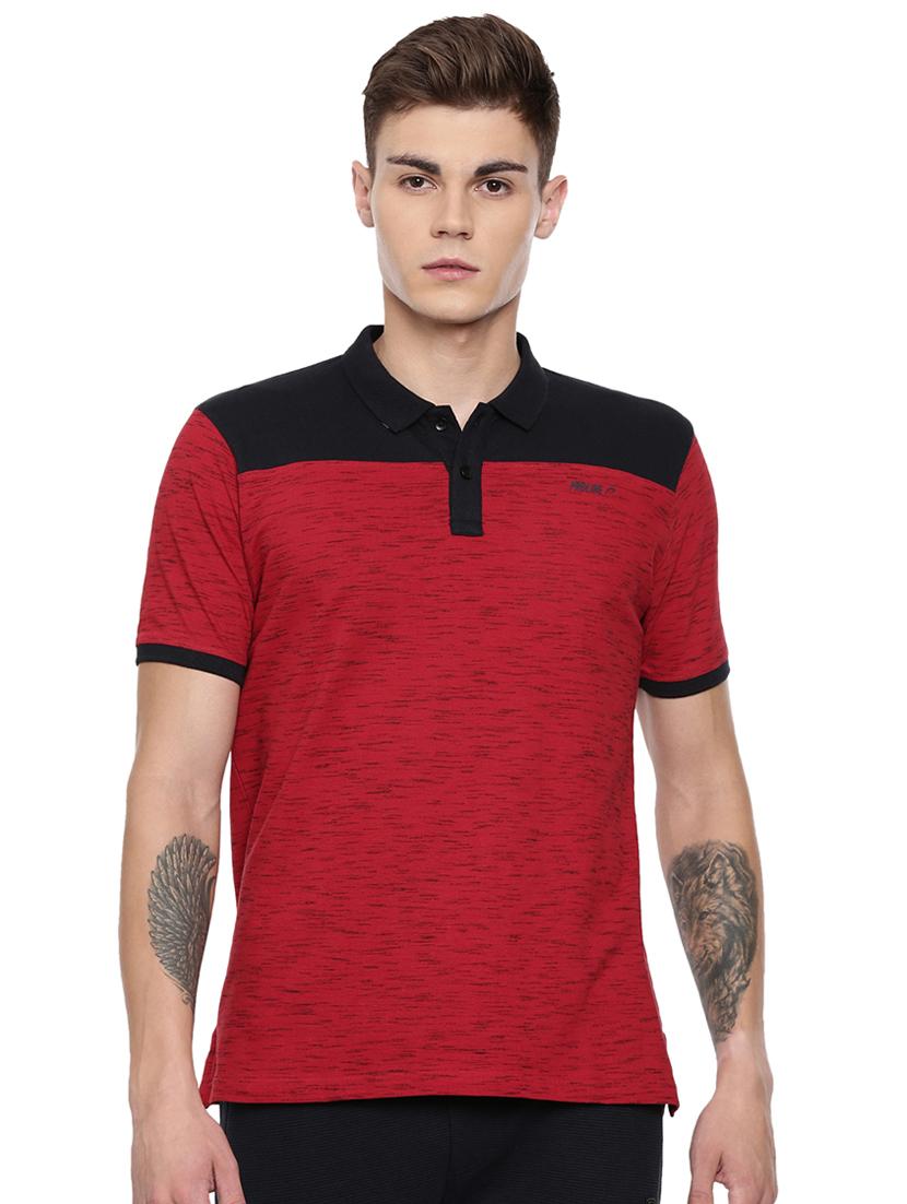red color block polo t-shirt - 16933447 - Zoom Image - 1