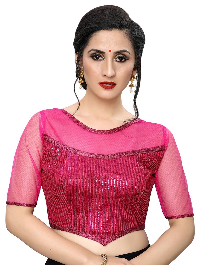 net yoke embroidered blouse - 16933954 - Zoom Image - 1