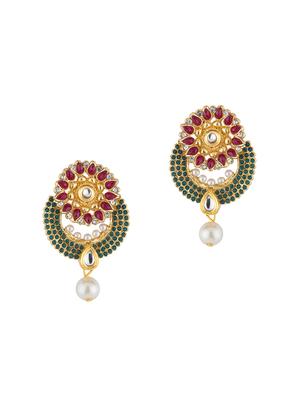 green brass chandballi earring - 16934024 - Standard Image - 2