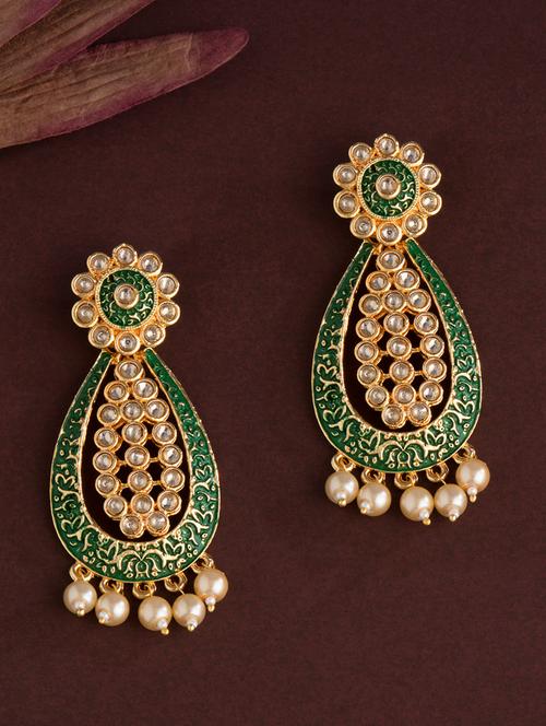 green brass drop earring - 16934028 - Standard Image - 1