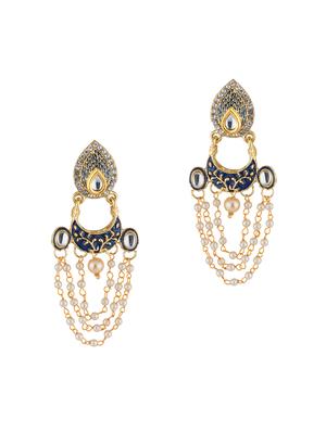 blue brass chandballi earring - 16934032 - Standard Image - 2