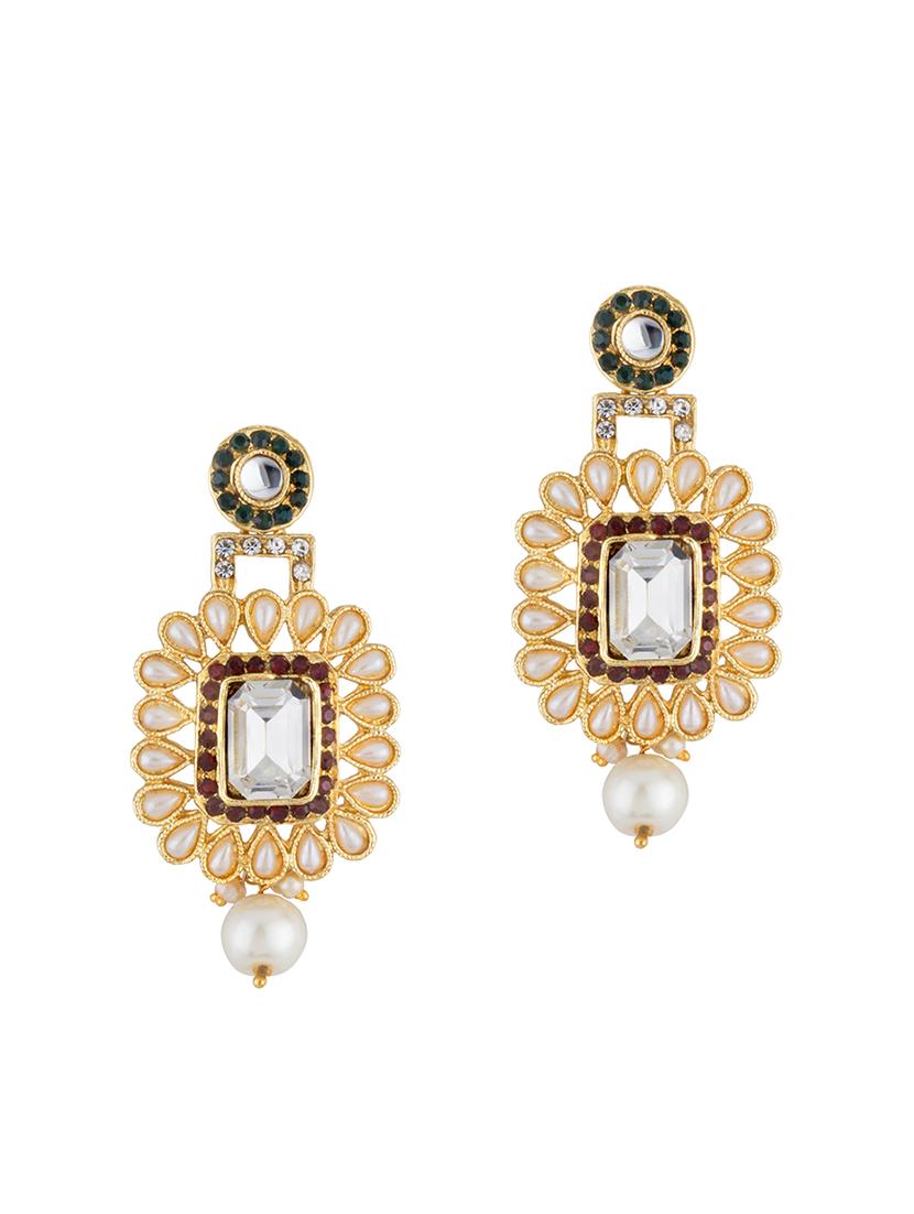 gold brass drop earring - 16934042 - Zoom Image - 2