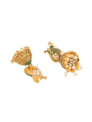 gold brass jhumka earring - 16934059 - Standard Image - 3