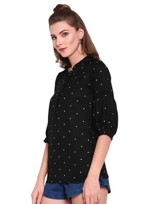 mandarin neck polka dot top - 16934159 - Standard Image - 2