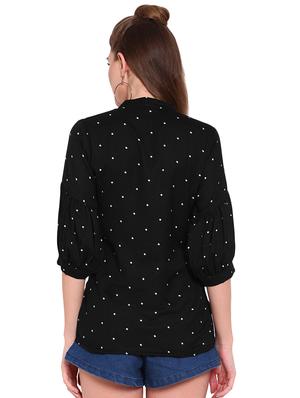 mandarin neck polka dot top - 16934159 - Standard Image - 3