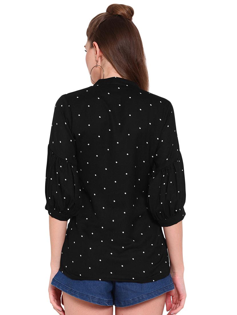 mandarin neck polka dot top - 16934159 - Zoom Image - 3