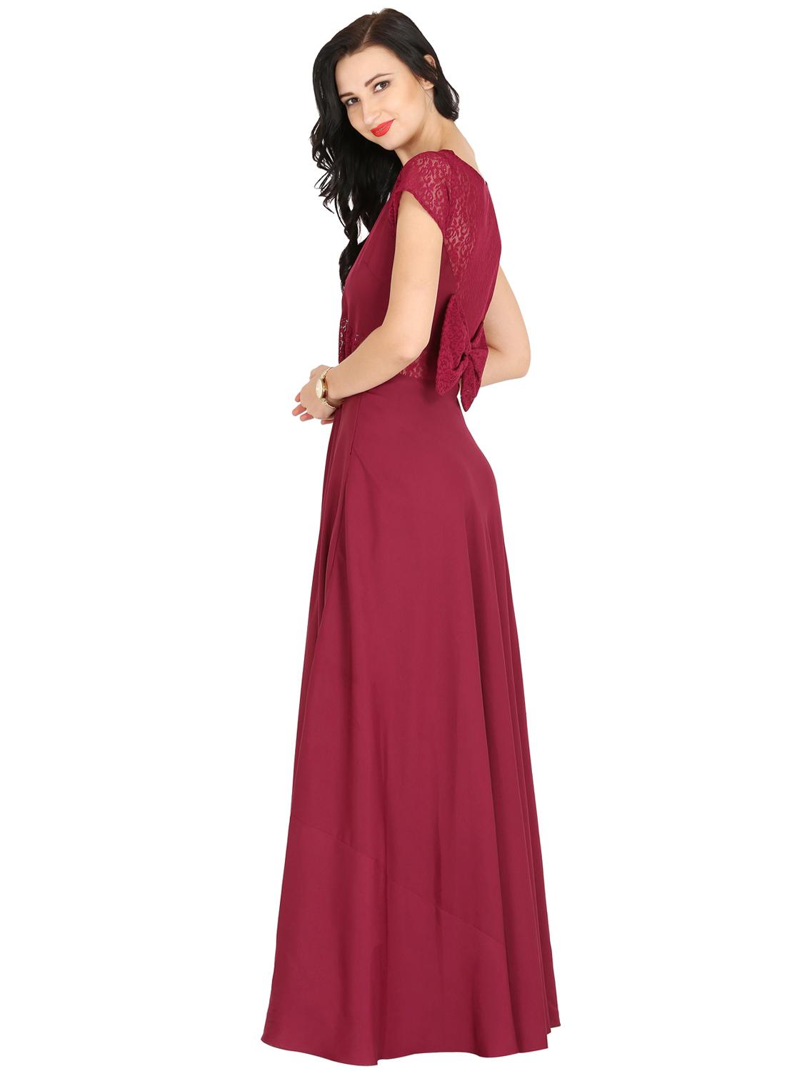 bow patch mesh panel fit & flare dress - 16934216 - Zoom Image - 3