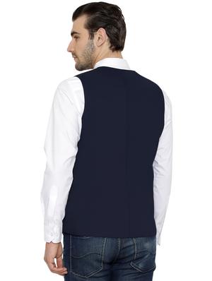 navy blue solid classic waist coat - 16934230 - Standard Image - 3