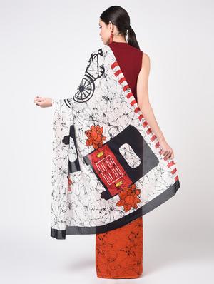printed woven saree with blouse - 16935003 - Standard Image - 2