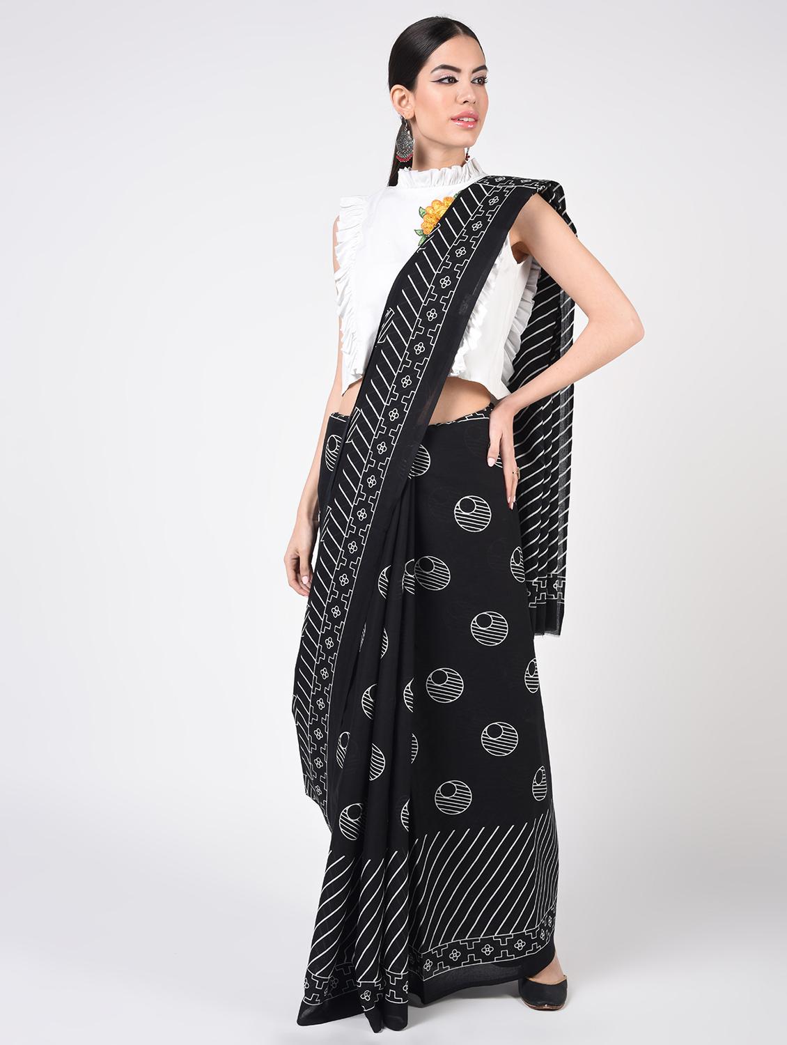 printed woven saree  with blouse