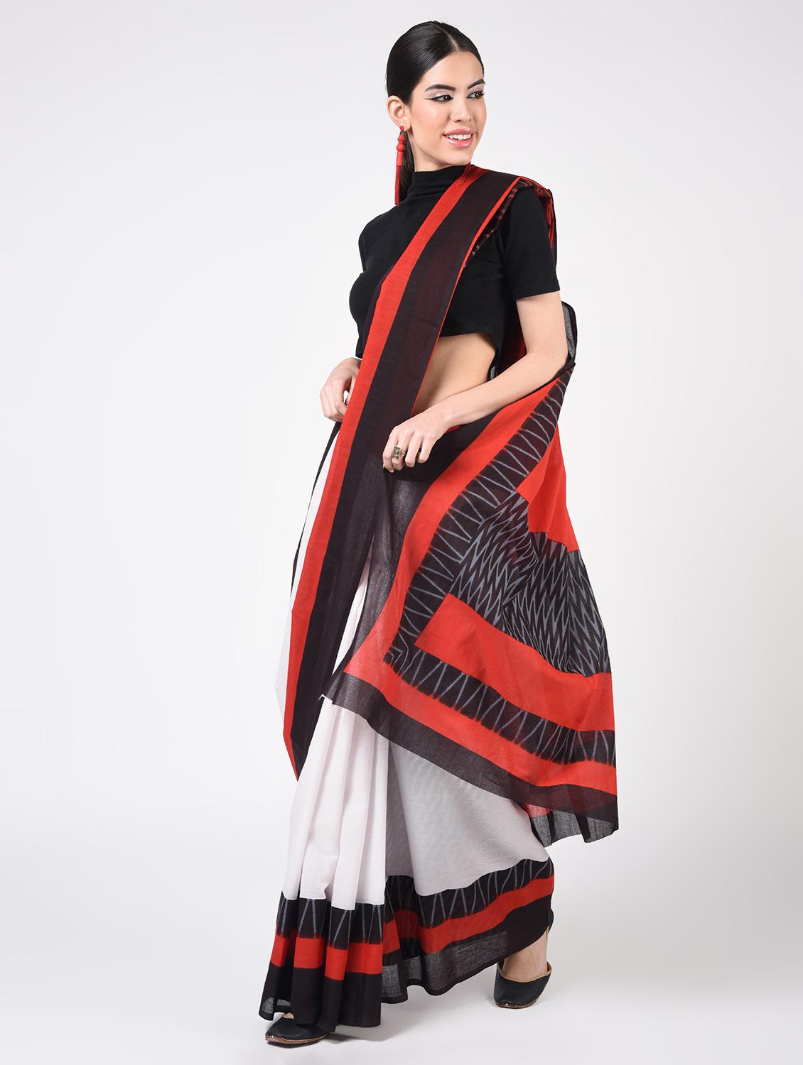 printed woven saree with blouse - 16935015 - Zoom Image - 1