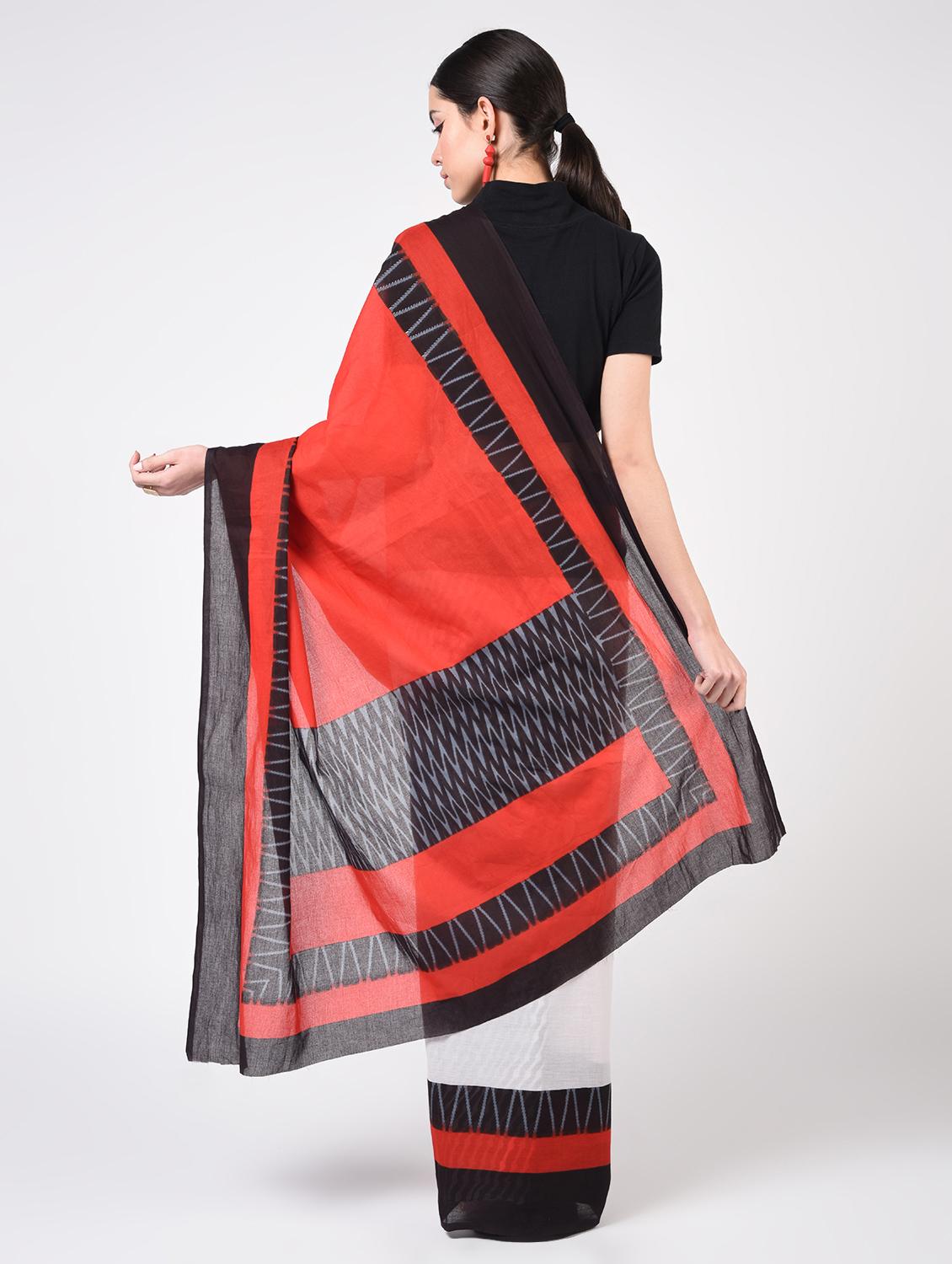 printed woven saree with blouse - 16935015 - Zoom Image - 2