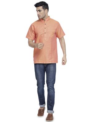 orange solid short kurta - 16935129 - Standard Image - 4