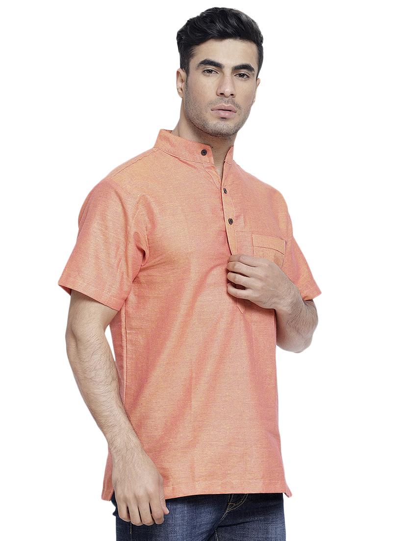orange solid short kurta - 16935129 - Zoom Image - 2