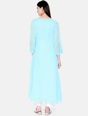 chikankari a-line kurta - 16935336 - Standard Image - 3