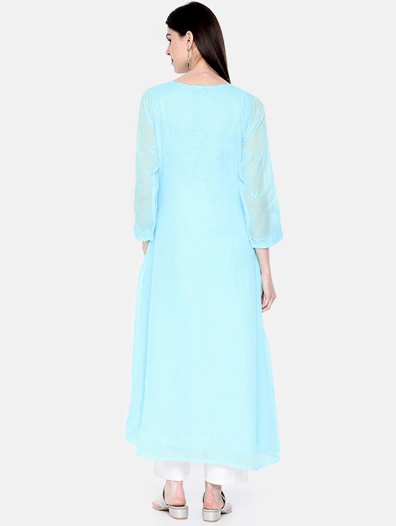 chikankari a-line kurta - 16935336 - Zoom Image - 3