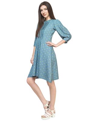 pleat detail polka dot a-line dress - 16935599 - Standard Image - 2