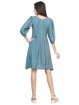 pleat detail polka dot a-line dress - 16935599 - Standard Image - 3