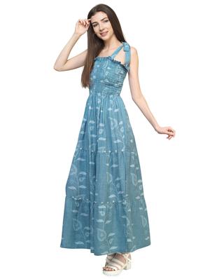 tie knot shoulder smocked maxi dress - 16935610 - Standard Image - 2
