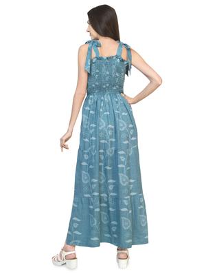 tie knot shoulder smocked maxi dress - 16935610 - Standard Image - 3