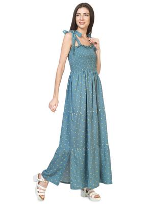 tie knot shoulder polka dot maxi dress - 16935611 - Standard Image - 2