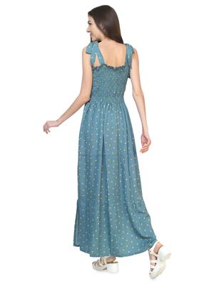 tie knot shoulder polka dot maxi dress - 16935611 - Standard Image - 3