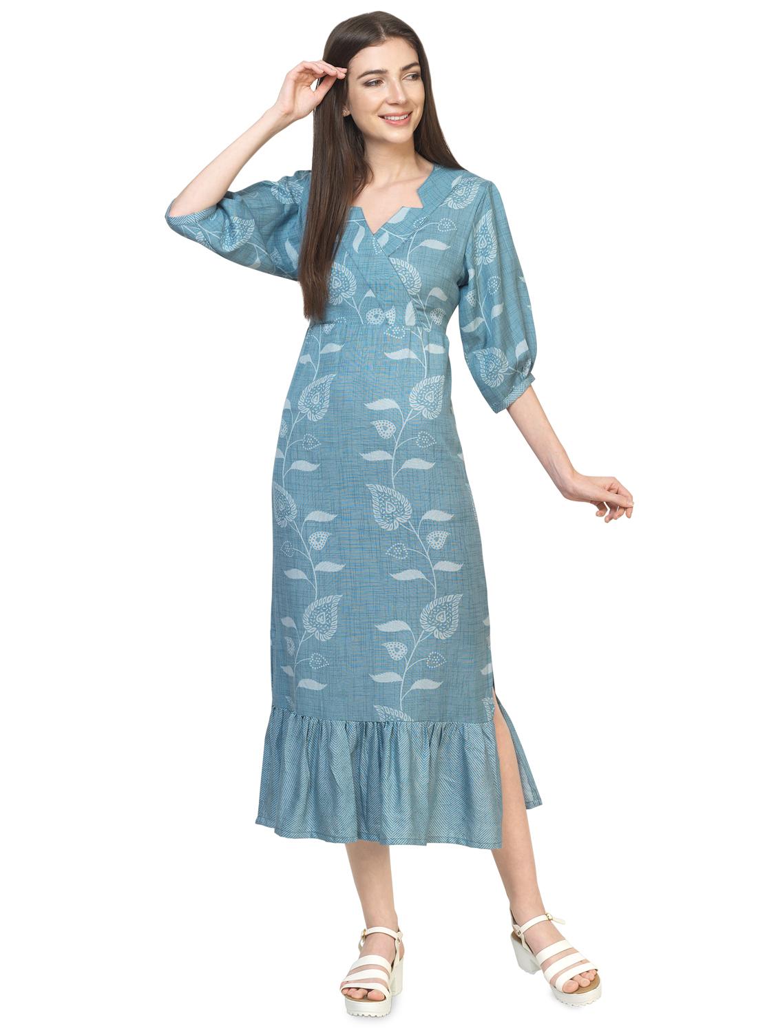 gathered hem floral maxi dress - 16935615 - Zoom Image - 1