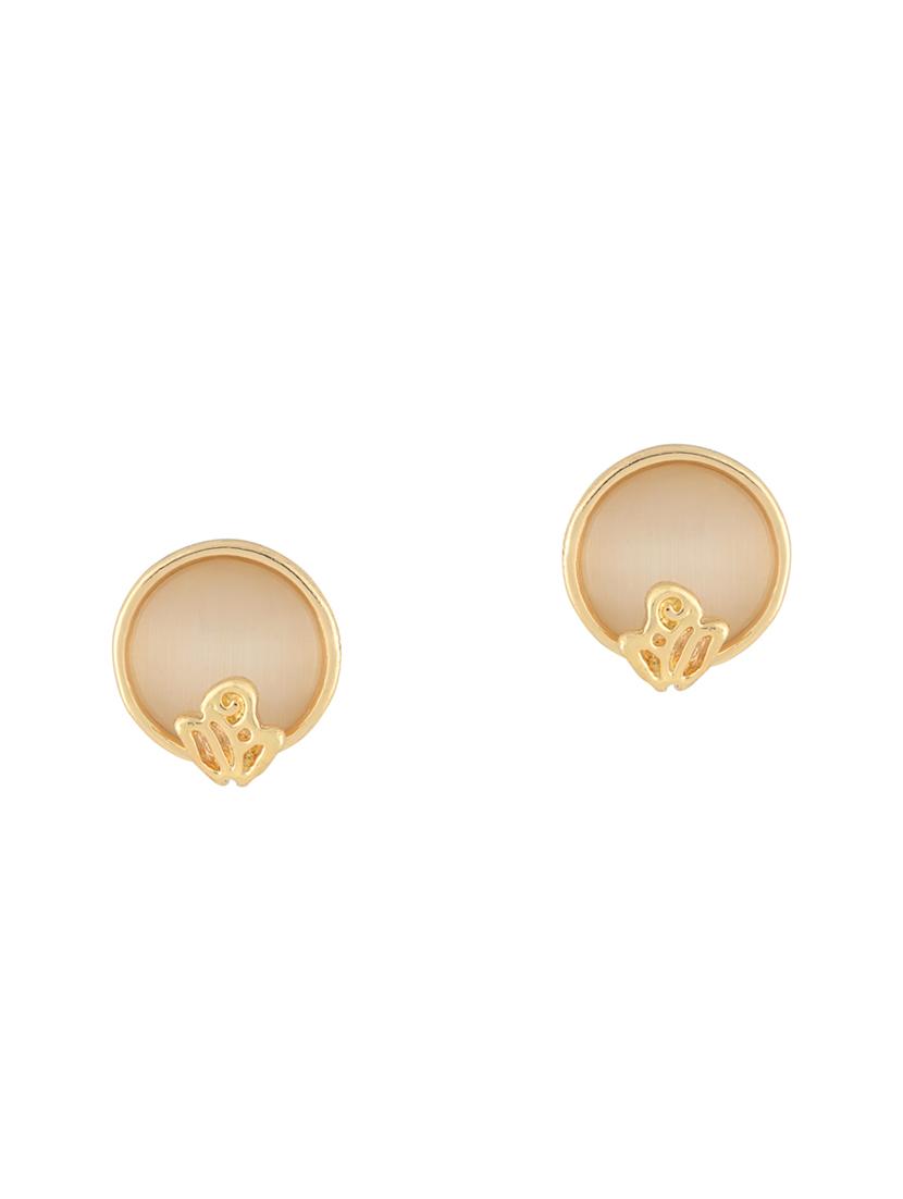 beige metal studs earring - 16935660 - Zoom Image - 2
