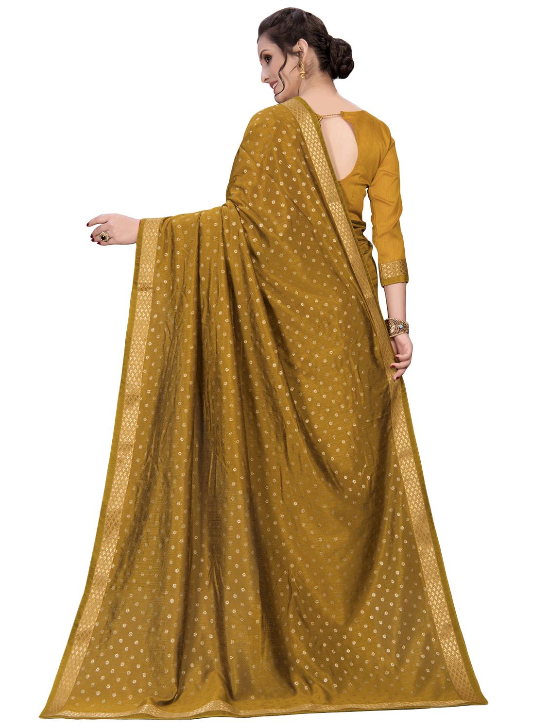 gold print printed saree with blouse - 16936033 - Zoom Image - 2