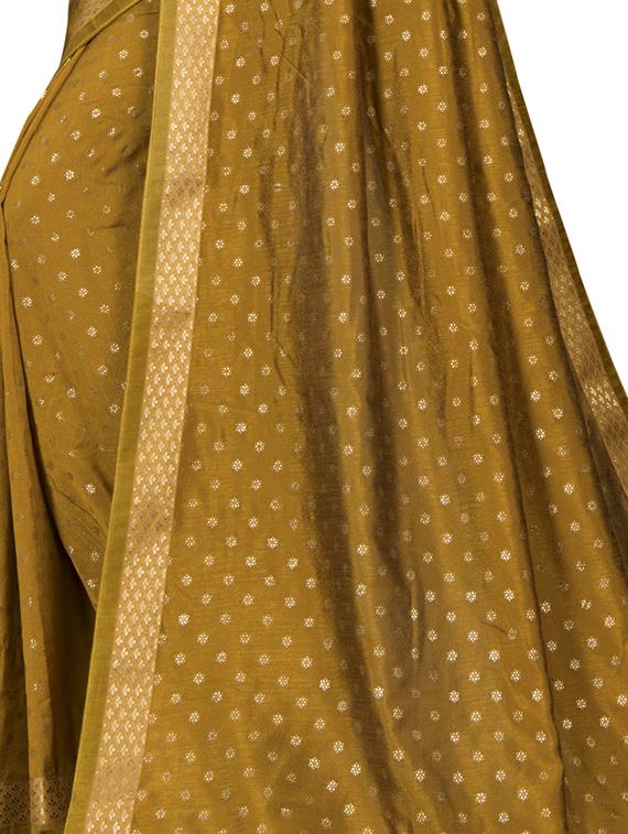 gold print printed saree with blouse - 16936033 - Zoom Image - 3